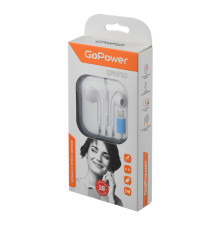Гарнитура проводная GoPower GPHP10 Lightning (m), белый