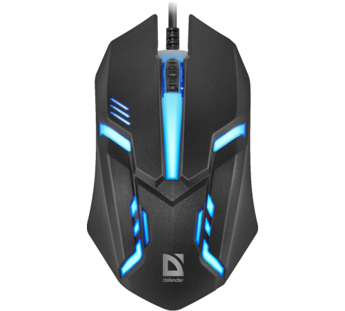 Мышь проводная игровая Defender Hit MB-550, 7 цветов, 3 кнопки,1200 dpi, черный