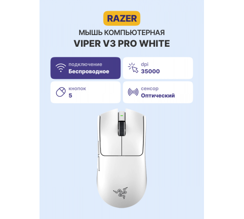 Мышь беспроводная игровая Razer Viper V3 Pro, белый