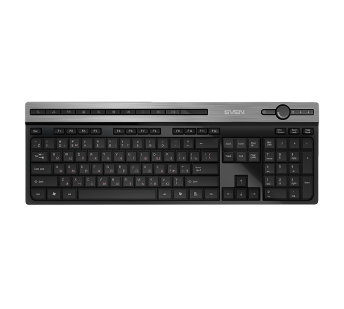 Клавиатура беспроводная SVEN KB-E5500W, 2.4 GHz, 115 клавиш, мультимедийная, черный/серебристый