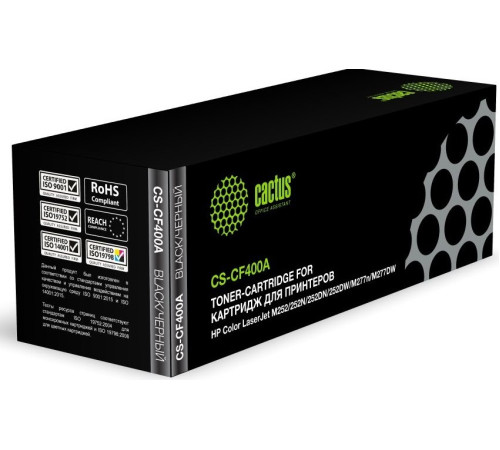 Картридж Cactus CS-CF400A CF400A для HP CLJ M252/252N/252DN/252DW/M277n, черный (1500 стр.)