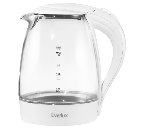 Чайник EVELUX EWK 0903 G, стекло, белый