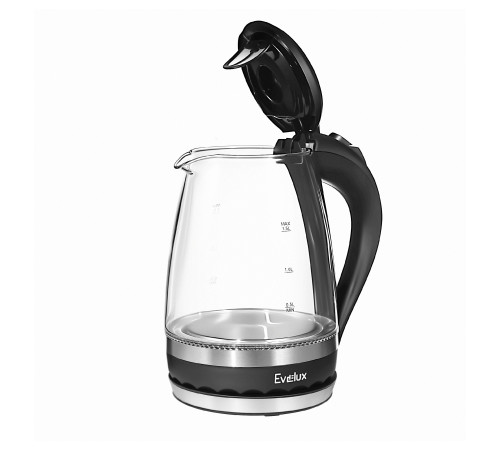 Чайник EVELUX EWK 0904 G, стекло, черный