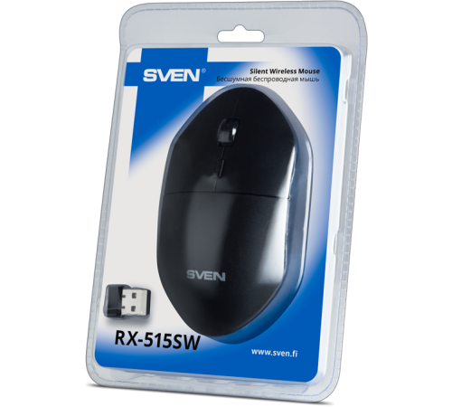 Мышь беспроводная SVEN RX-515SW, 2.4 GHz, 4 кнопки, 800-1600 dpi, черный