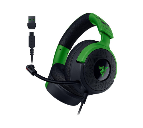 Гарнитура проводная игровая Razer Kraken V4 X - Minecraft Ed., черный/зеленый