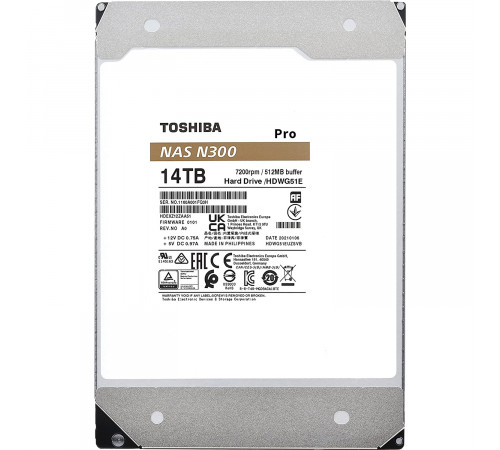 Жесткий диск 14TB Toshiba N300 NAS PRO HDWG51EXZSTB