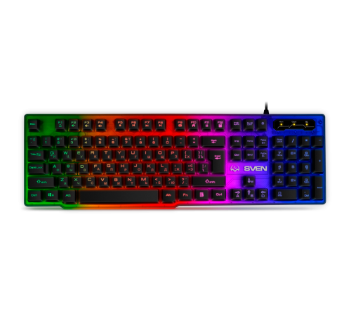 Клавиатура проводная игровая SVEN KB-G8500, 104 клавиши+12 Fn функций, прозрачный корпус, подсветка, черный