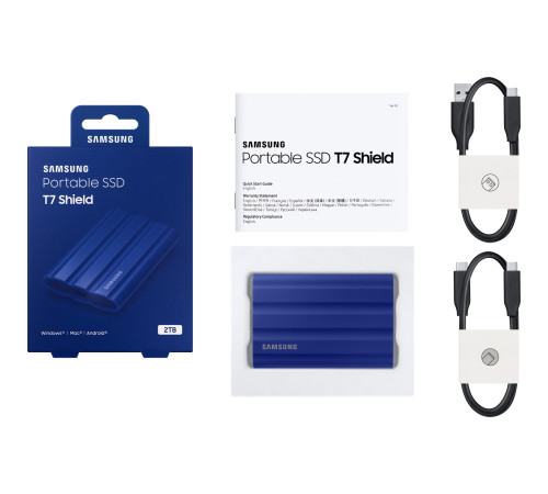Внешний накопитель SSD 2TB Samsung T7 Shield MU-PE2T0R/WW, USB 3.2, синий