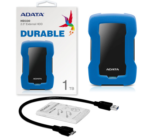 Внешний жесткий диск 1TB ADATA HD330, USB 3.1, синий/черный