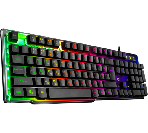Клавиатура проводная игровая SVEN KB-G8500, 104 клавиши+12 Fn функций, прозрачный корпус, подсветка, черный