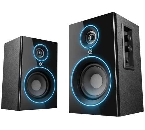 Акустическая система Defender Solar 12, 2.0, 12 Вт, подсветка, BT, 230В, черный