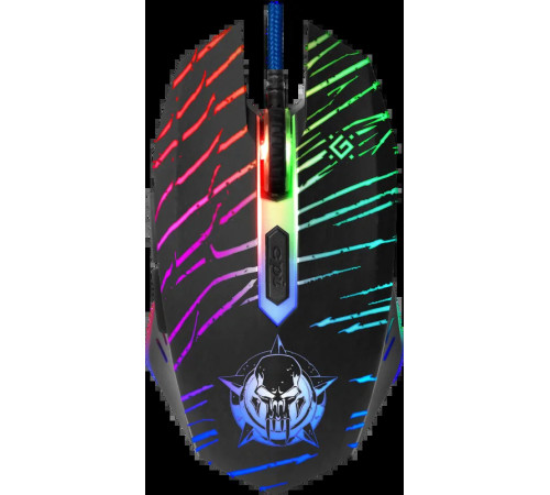 Мышь проводная игровая Defender Dark Agent GM-590L, 6 кнопок,12800 dpi, подсветка, черный