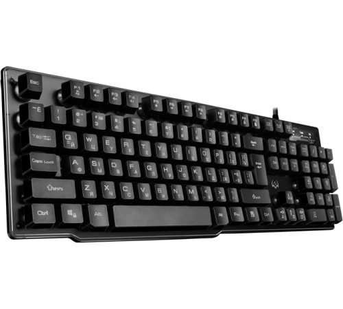 Клавиатура проводная игровая SVEN KB-G8500, 104 клавиши+12 Fn функций, прозрачный корпус, подсветка, черный