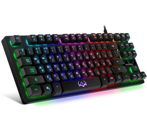 Клавиатура проводная игровая SVEN KB-G7400, 87 клавиш+12 Fn функций, подсветка, черный
