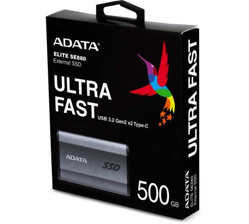 Внешний накопитель SSD 500GB ADATA Elite SE880, USB 3.2, серый титан