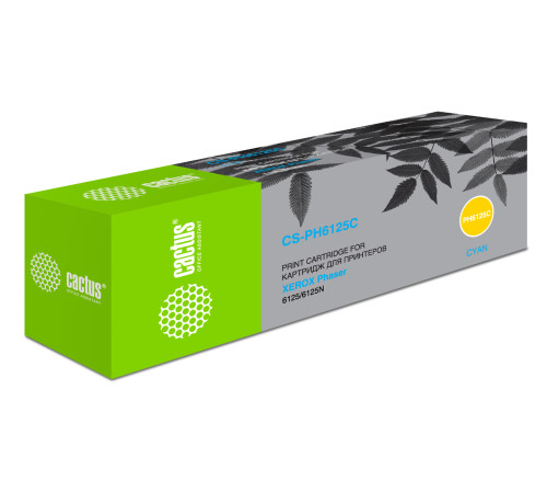 Картридж лазерный Cactus CS-PH6125C 106R01335 для Xerox Phaser 6125, голубой (1000 стр.)