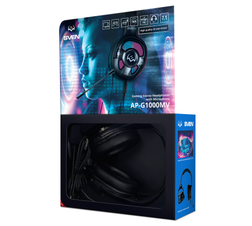 Гарнитура проводная игровая SVEN AP-U1100MV, черный (USB, RGB, 7.1)