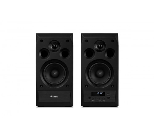 Акустическая система SVEN MC-10, 2.0, 2x25Вт (RMS), FM-тюнер, USB/microSD, дисплей, пульт ДУ, Bluetooth, чёрный