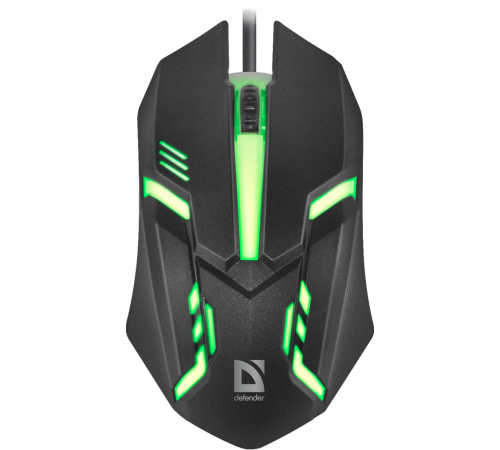 Мышь проводная игровая Defender Сyber MB-560L, 7 цветов, 3 кнопки, 1200 dpi, черный