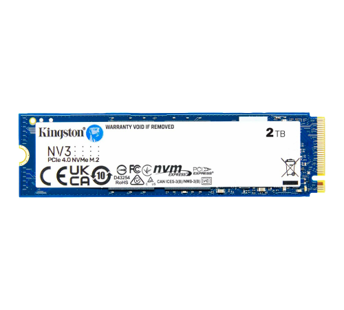 Твердотельный накопитель Kingston NV3, 2TB, M.2(22x80mm), NVMe, PCIe 4.0 x4, 3D TLC, R/W 6000/5000MB/s, TBW 640, DWPD 0.3