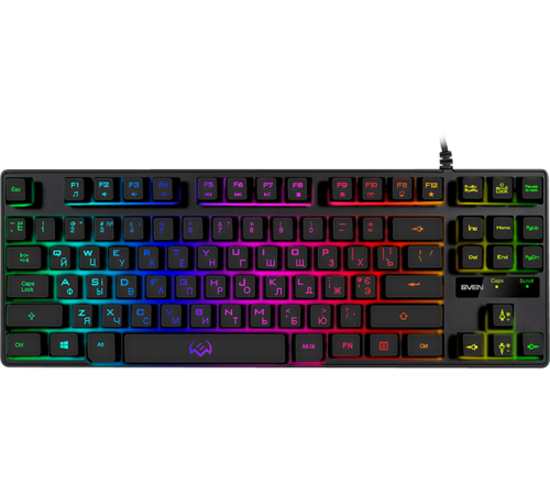 Клавиатура проводная игровая SVEN KB-G7400, 87 клавиш+12 Fn функций, подсветка, черный