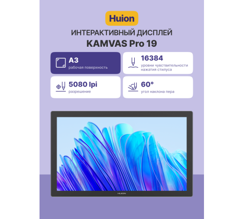 Интерактивный дисплей Huion KAMVAS Pro 19, черный