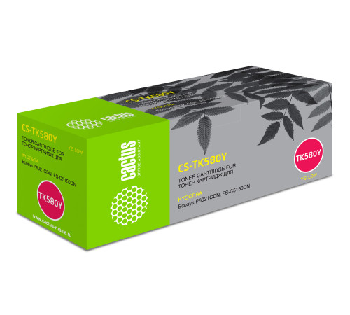 Картридж Cactus CS-TK580Y для Kyocera Ecosys FS-C5150DN/P6021, желтый (2800 стр.)
