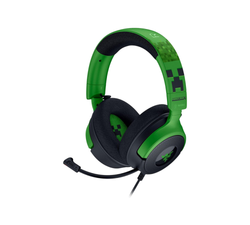 Гарнитура проводная игровая Razer Kraken V4 X - Minecraft Ed., черный/зеленый