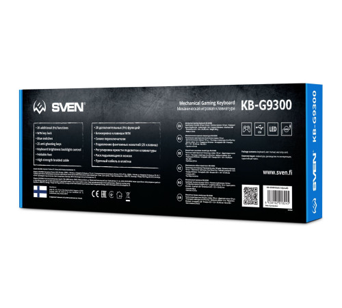 Клавиатура проводная игровая SVEN KB-G9300, 104 клавиши, 20 Fn функций, черный