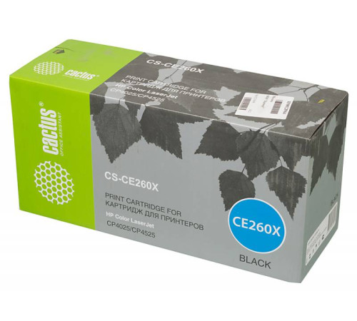 Картридж Cactus CS-CE260X CE260X для HP LJ CP4525, черный (17000 стр.)