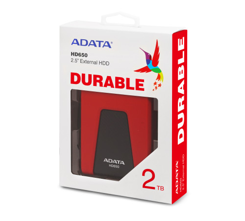Внешний жесткий диск 2TB ADATA HD650, USB 3.1, красный/черный