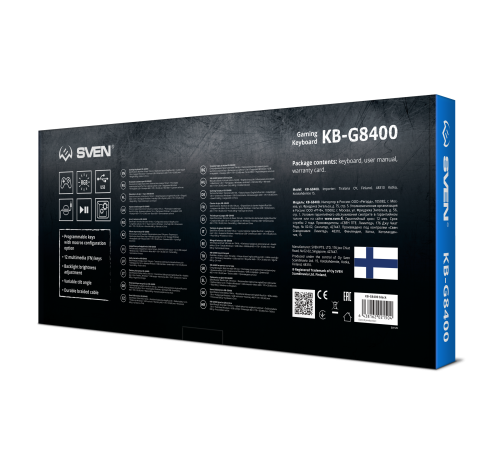 Клавиатура проводная игровая SVEN KB-G8400, 104 клавиши, ПО, RGB-подсветка, черный