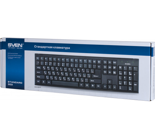 Клавиатура проводнаяSVEN Standard 303, USB, чёрный