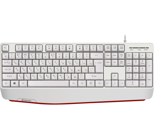 Клавиатура проводная Defender Atom HB-546 RU, 104+FN, 1.8 м, белый