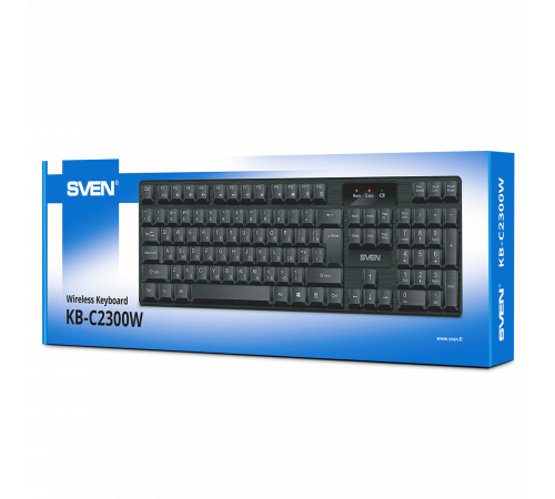 Клавиатура беспроводная SVEN KB-C2300W, 2.4 GHz, 104 клавиши, черный