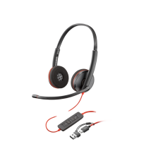 Гарнитура проводная Plantronics Poly Blackwire 3220, Stereo, USB-C+USB-C/A