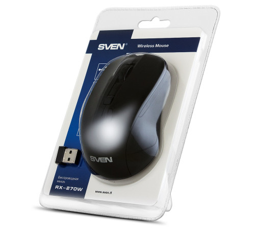 Мышь беспроводная SVEN RX-270W, 4 кнопки, 800-1600 dpi, черный