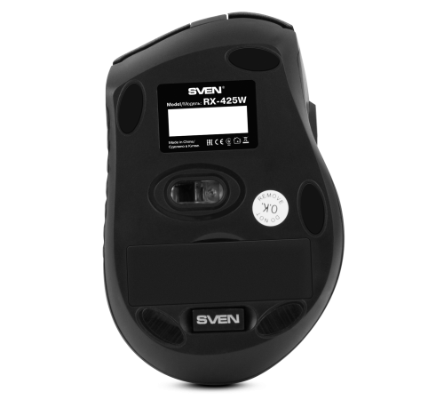 Мышь беспроводная SVEN RX-425W, 2.4 GHz, 6 кнопок, 800/1200/1600 dpi, черный