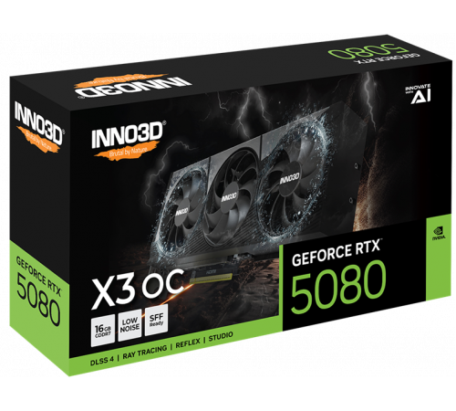 Видеокарта INNO3D RTX 5080 X3 OC 16GB, GDDR7/256-bit