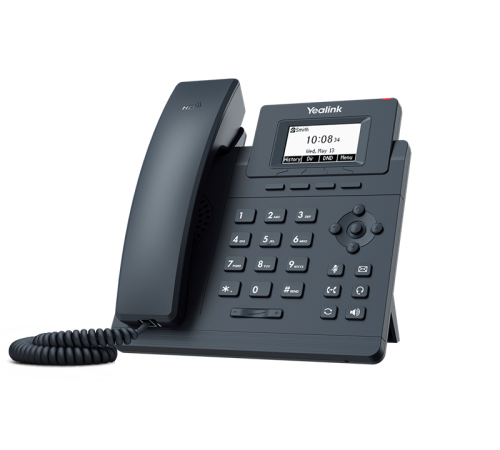 SIP-телефон YEALINK SIP-T30P, 1 аккаунт, 2.3" LCD-экран 132х64, PoE, БП в комплекте, черный