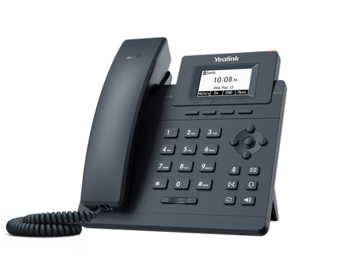 SIP-телефон YEALINK SIP-T30P, 1 аккаунт, 2.3" LCD-экран 132х64, PoE, БП в комплекте, черный