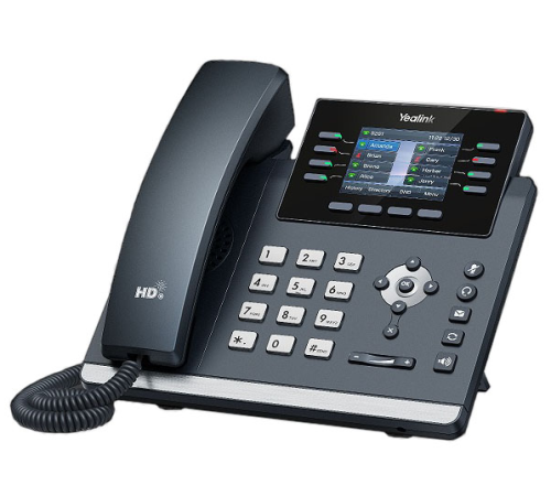 SIP-телефон YEALINK SIP-T44W, 12 аккаунтов, 2 порта USB, Wi-Fi, цветной экран 2.8", BLF, PoE, GigE, без БП, черный