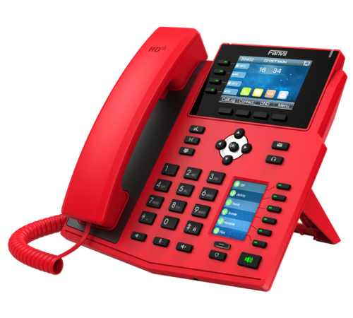 IP-телефон Fanvil X5U, 16 SIP-аккаунтов, 3,5", 480x320 цветной экран, POE, БП, 2x1 гб/сек, BT 4.2, красный