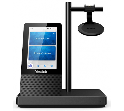 Гарнитура беспроводная YEALINK WH66 Mono UC, HD звук, 160м DECT, шумоподавление, дисплей 4'', USB-хаб, Bluetooth, черный