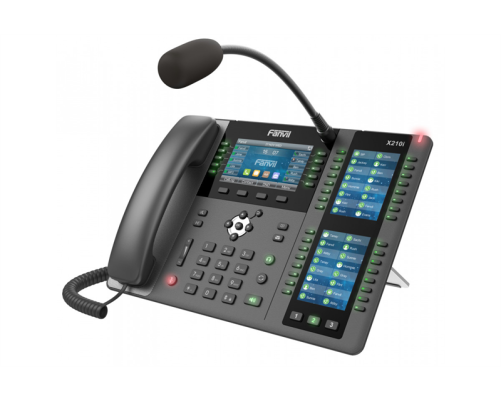 SIP-телефон Fanvil X210i, 20 SIP-аккаунтов, IPV6/OPUS, 4.3"+2*2.4" цветные экраны, WIFI, Bluetooth, POE + Gigabit, микрофон, БП в комплекте, черный