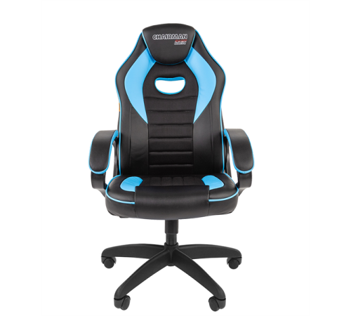 Кресло компьютерное Chairman game 16, экопремиум, черный/голубой