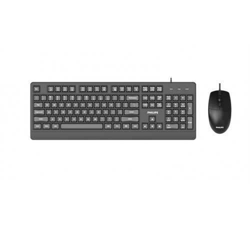 Комплект (клавиатура/мышь) проводной Philips SPT6247, USB 2.0, 104 клав/3 кнопки, 1200 dpi, русская заводская раскладка, чёрный