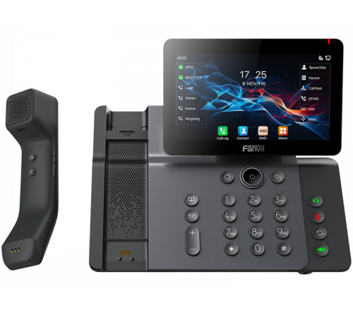SIP-Телефон Fanvil V66 Pro, 20 SIP-аккаунтов, 7", 1024x600 цветной экран, POE, БП в комплекте, 2x1 Gbps, Wi-Fi 6, BT 5.4, черный