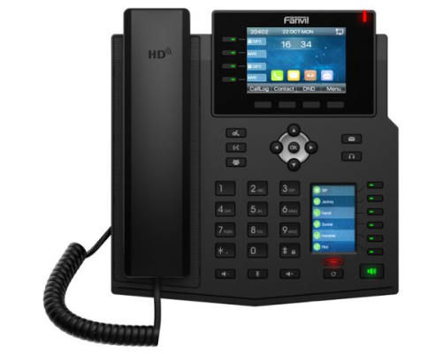 SIP-телефон Fanvil X5U, 16 SIP-аккаунтов, 3.5" 480x320 цветной экран, POE, БП в комплекте, 2x1 Gbps, BT 4.2, чёрный SIP-телефон Fanvil X5U, 16 SIP-аккаунтов, 3.5" 480x320 цветной экран, POE, БП в комплекте, 2x1 Gbps, BT 4.2, чёрный