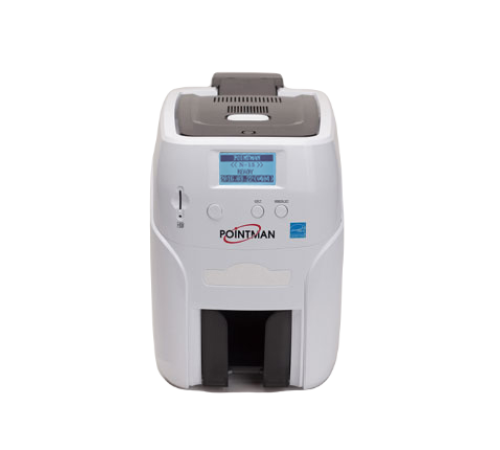 Принтер для печати на пластиковых картах Pointman Nuvia N25, двусторонний, лоток подачи на 100 карт (CR-80), приемный на 50 карт, USB2.0 (High-Speed), RS-232, Built in 10/100 Ethernet, ЖК дисплей, Win/Linux